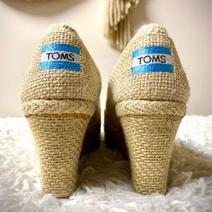 Beige Tweed TOMS Wedges